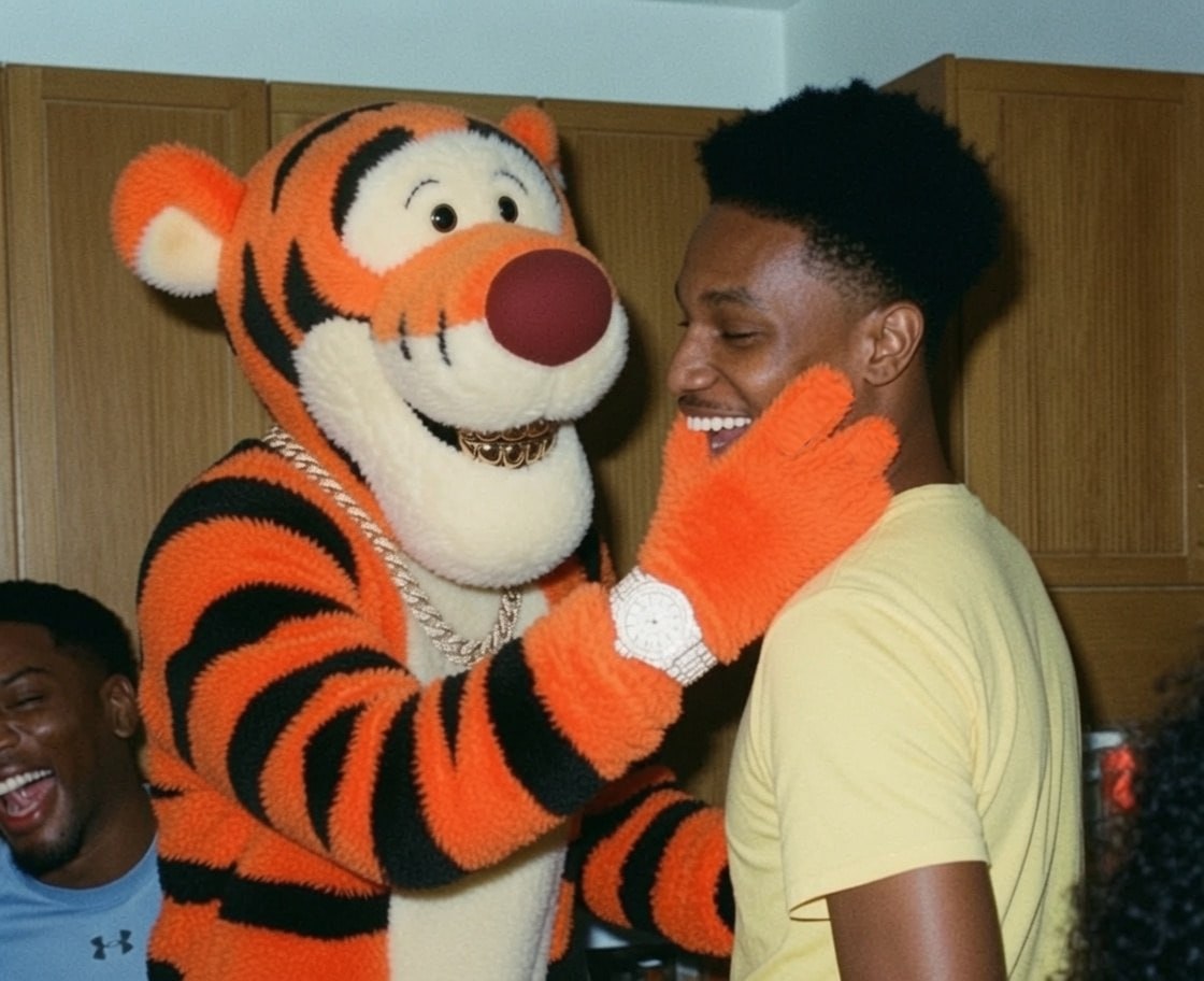 Candid archive photo at a house party.