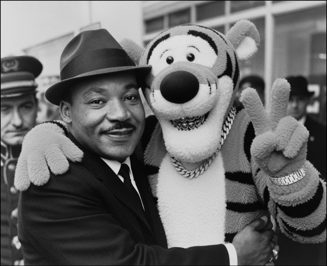 Archive photo, 1963. The bouncer flashing a peace sign.